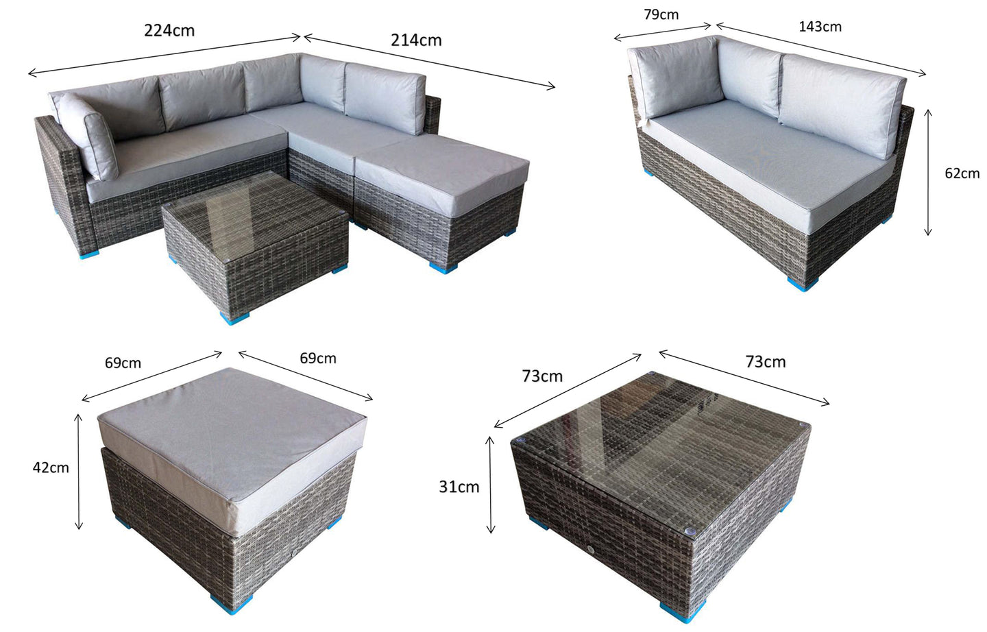 Signature Weave - Outdoor Furniture - Savannah - Corner Sofa In Flat Grey Weave